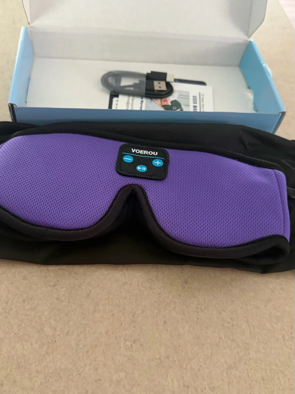 Purple Bluetooth Sleep Mask with Built-in Speakers